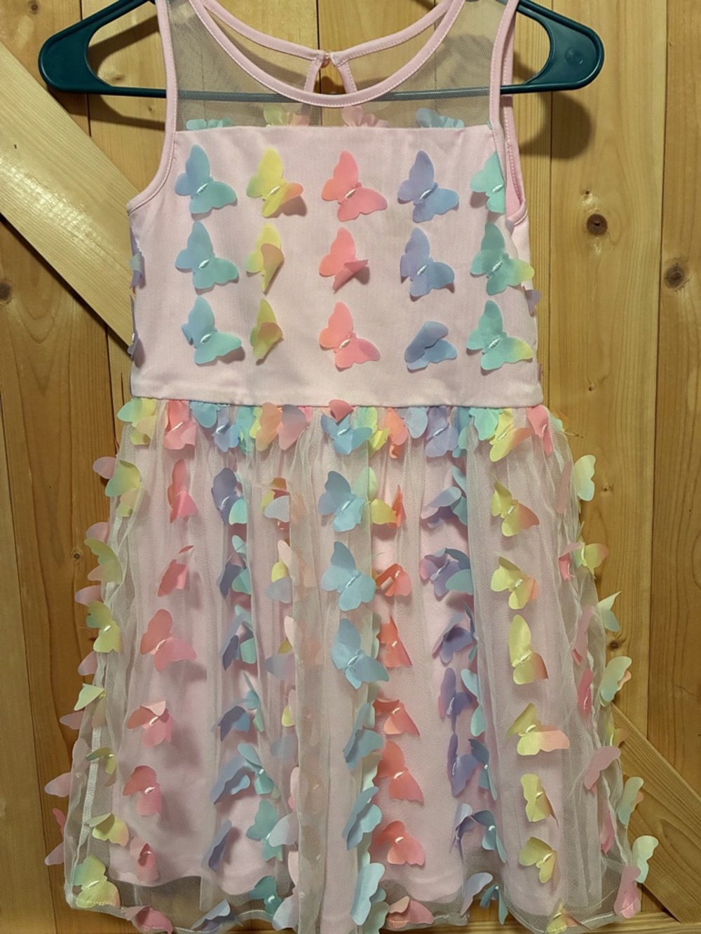 Girls Pink Pastel Butterfly Tulle Dress